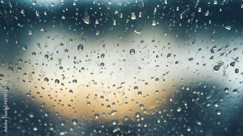 water drops on glass window with soft blurry background   rainy day 