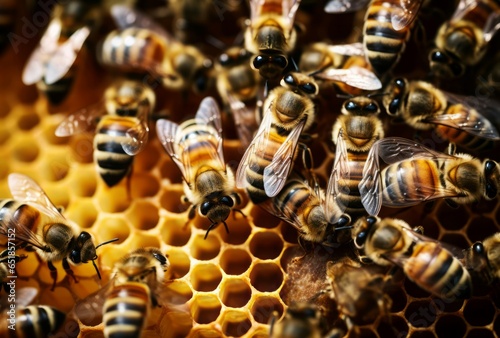 Honeycomb bees insect. Food comb. Generate Ai