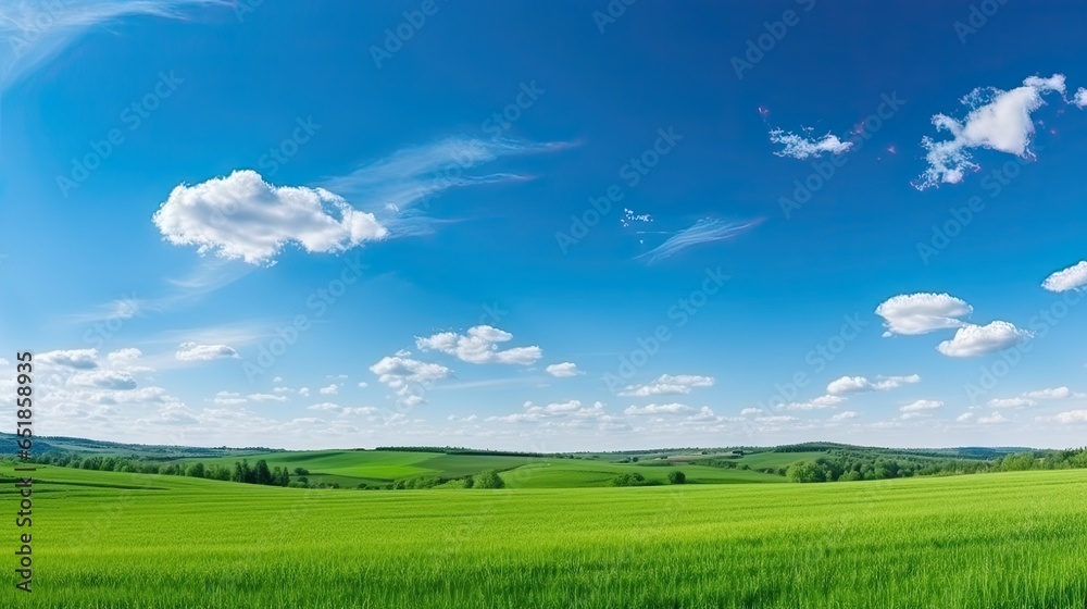 Natural Scenic Panorama Green Field