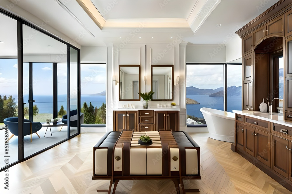 Fototapeta premium modern living room with fireplace