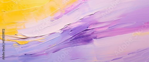 Closeup of abstract rough purple and yellow art painting texture, with oil acrylic brushstroke, pallet knife paint technic on canvas, artistic background, banner photo