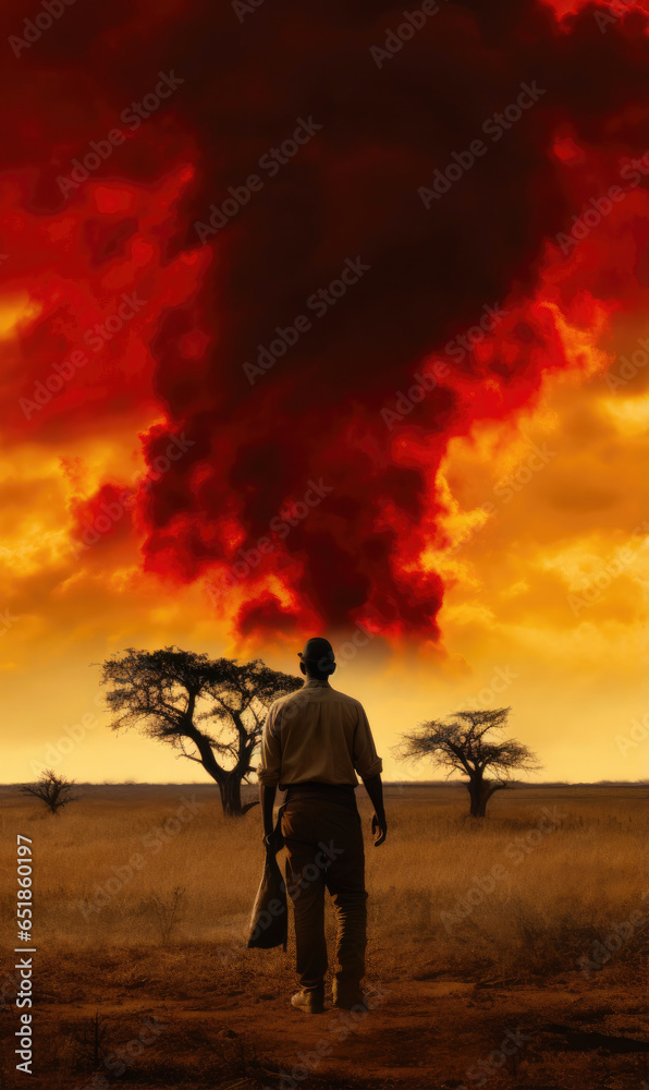 Fototapeta premium Exploring the Cosmic Enigma: A Gritty Fantasy Landscape
