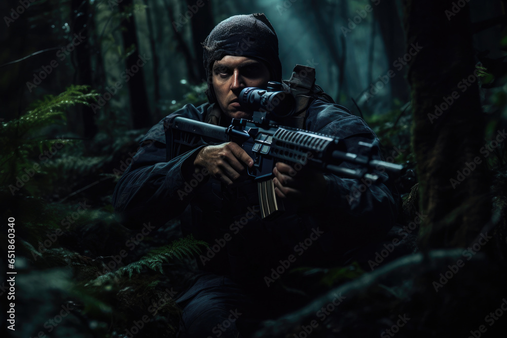 Fototapeta premium Military Operative Engaging Supernatural Beings