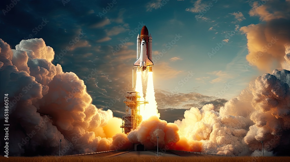 Space Shuttle Launch in Space Mission - obrazy, fototapety, plakaty 
