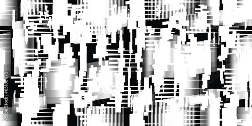 Glitch distorted grungy abstract technology lines . Glitched lines seamless pattern texture. Grange shapes .Grunge textured . Vector stripes.Screen print endless pattern texture