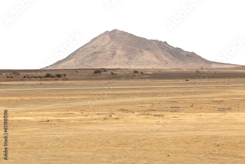 Rocky desert landscape with mountain in the background and transparent sky. Background suitable for 3D compositing © Sphericalvision360
