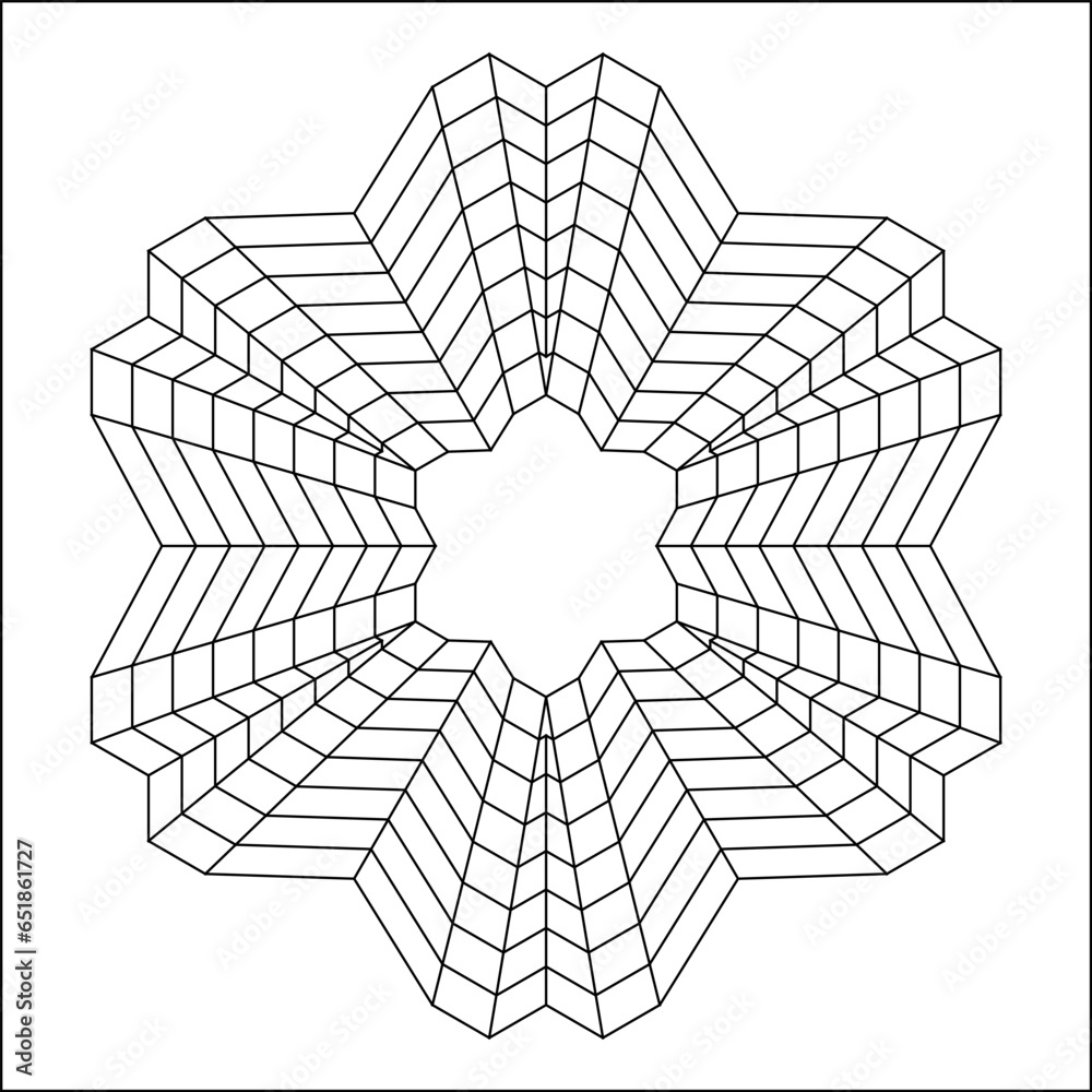 Obraz premium Easy Coloring Pages for Adults. Coloring Page of geometric abstract tile pattern. Optical illusion. Optical art. EPS 8. #739