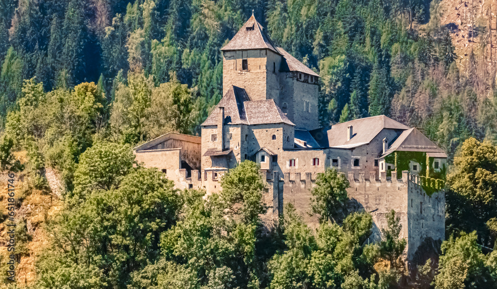 Ancient fortress on a sunny summer day at Reifenstein, Castel Tasso, Sterzing, Wipptal, Trentino, Bozen, South Tyrol