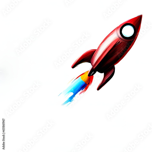 rising rocket isolated on white backround