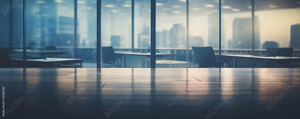 Fototapeta premium Empty office with speed lightning effects, duotone, black and white, office of future - The Speed Office Series