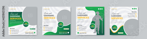 Social Media and Web Banner Templates for Lawn and Gardening Services. Instagram Bundle for Lawn Care and Landscaping