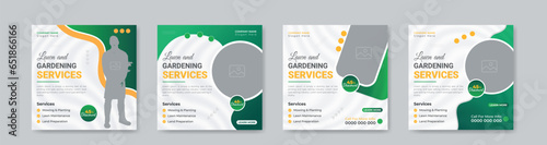 Social Media and Web Banner Templates for Lawn and Gardening Services. Instagram Bundle for Lawn Care and Landscaping