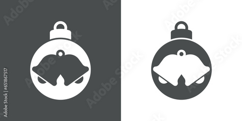 Tiempo de Navidad. Logo con silueta de bola de navidad con 2 campanas para su uso en invitaciones y felicitaciones