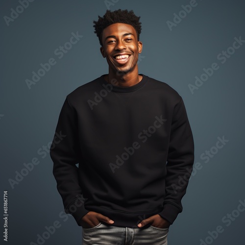 Illustration of a fashion portrait with plain sweater mockup, Ai generative ,