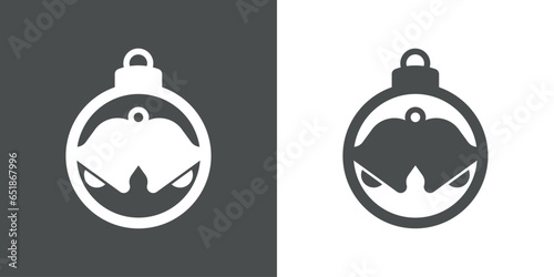 Tiempo de Navidad. Logo con silueta de bola de navidad con 2 campanas para su uso en invitaciones y felicitaciones