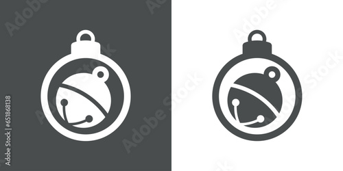 Tiempo de Navidad. Icono jingle bell. Logo con silueta de bola de navidad con cascabel para su uso en invitaciones y felicitaciones