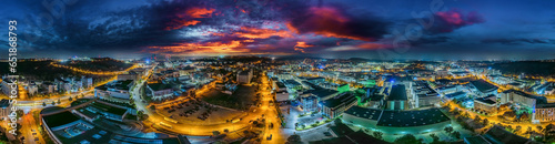 stuttgart feuerbach night aerial cityscape germany 360° panorama photo