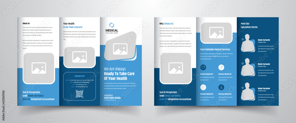 Medical healthcare modern and simple business trifold brochure template