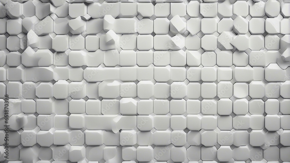 Generative AI white colored 3D cubes design popping out of different