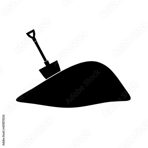 vector shovel on a mountain of sand