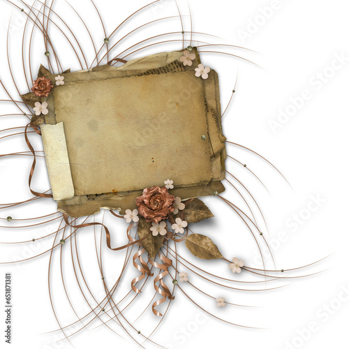 Congratulation to the holiday with paper and yellow flowers