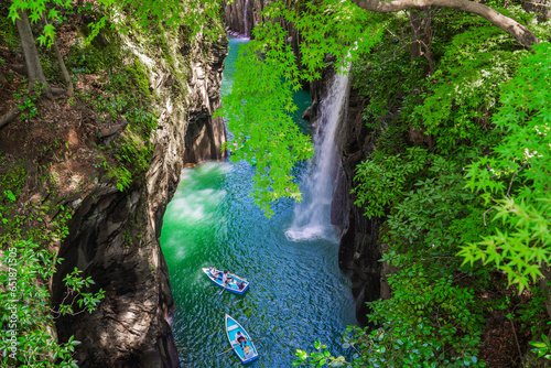 Obraz na plátně 日本の人気の観光地 九州宮崎県の高千穂峡Takachiho Gorge