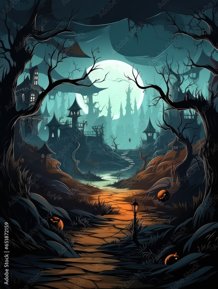 Spooky Cartoon Halloween Greeting Card 