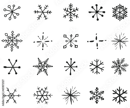 Hand-drawn snowflakes set. Vector illustration