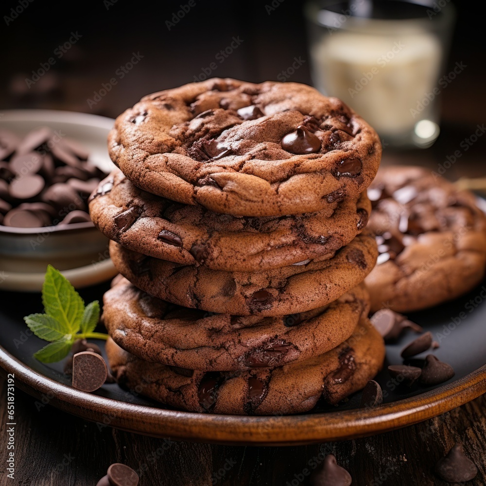 Homemade chocolate cookies with chocolate chips Homemade chocolate cookies with chocolate chips