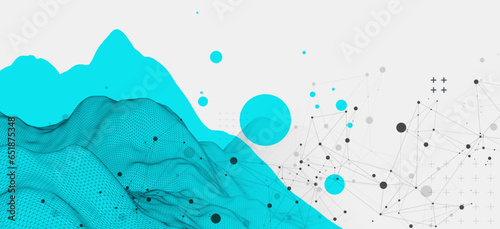 Abstract wireframe mountain background. Modern science or technology art elements. Surface illustration.