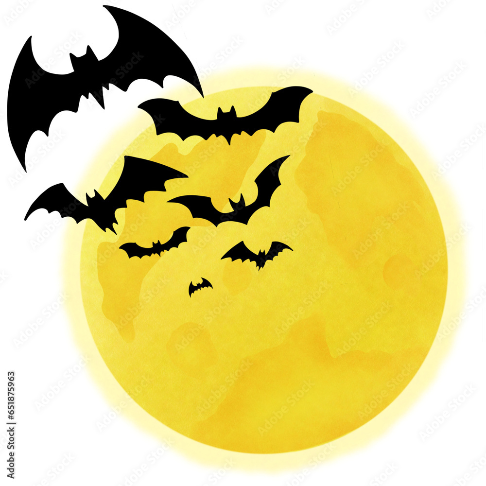 Halloween bats on moon