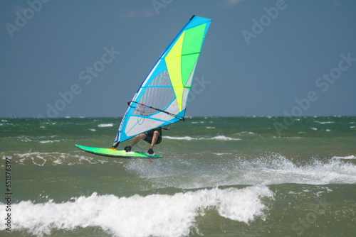 Windsurfing in the Azov sea , Russia.