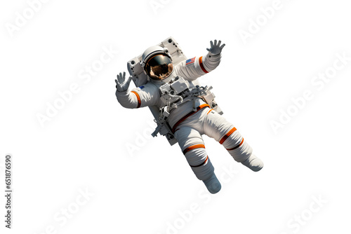 Astronaut floating in Space, White Spaceman flying - Isolated Element