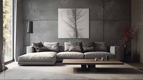 Chic furnishings in a stylish living space. Grey