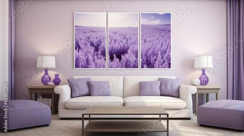 Stylish and inviting living room decor. Lavender