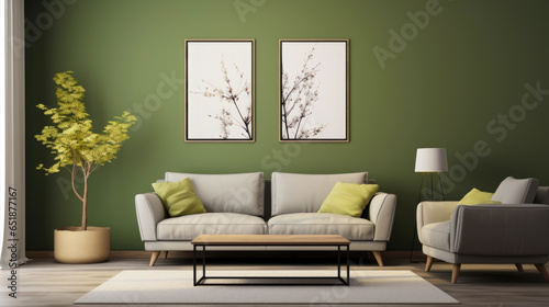 A beautifully arranged living room with a contemporary feel. Olive
