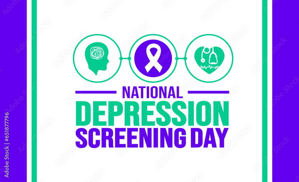 October is National Depression Screening Day background template. Holiday concept. background, banner, placard, card, and poster design template with text inscription and standard color. vector.