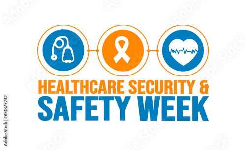 October is Healthcare Security and Safety Week background template. Holiday concept. background, banner, placard, card, and poster design template with text inscription and standard color. vector.