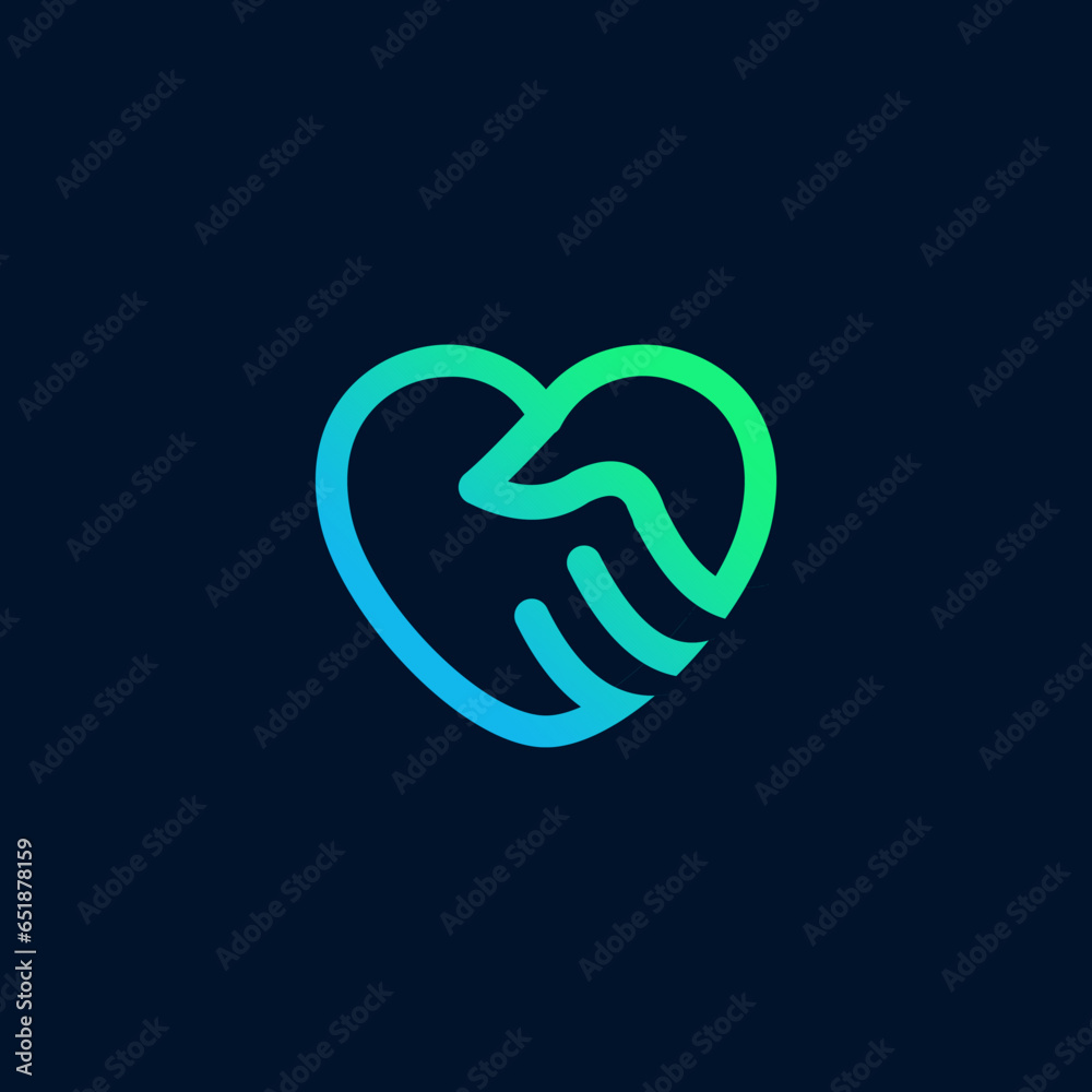 Fototapeta premium love with handshake logo design