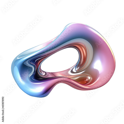 3d chrome neon fluid form liquid metallic shape on transparent png isolated background © Layerform
