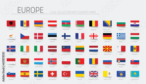 Europe flag collection. Vector illustration