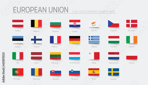 European Union flag set. Hight detailed vector illustration.