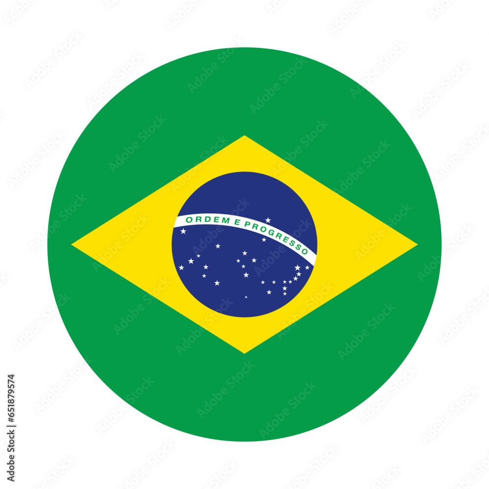 Fototapeta premium Round Brazilian flag icon. Vector.