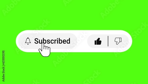 Like, subscribe and notification bell icon clicked attractive animation outro with latest UI design, with cursor pointer, with click and bell sounds with green screen background