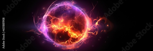 An Enchanting Magic Sphere Emitting Mystic Glow Lightning And Sparks Created As Generative Art It Features A Colorglowing Orb With Light Effects Liquid Plasma And Fire Making It A Fantasy Shiny Circle