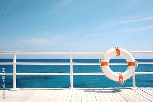 lifebuoy on the sea background photo