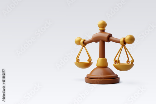 3d Vector Balance and justice, Scales of the law and fairness, Law concept.