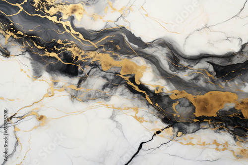 white luxury marble stone close up with black and gold veining © World of AI
