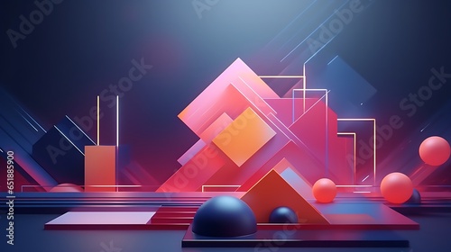 3d shape abstract vectorial modern minimal background. Experience the Fusion of 3D Realistic Geometry with Trending Colors in this Abstract Design, 3D illustration, a colorful art work with shapes. photo