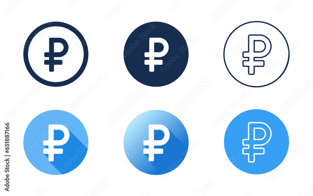 Russian Ruble Currency Symbol Icon Set Russian Ruble Currency Symbol Icon Set